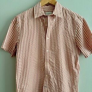 Club Monaco Men's Striped Button Down shirt, XS (Slim Fit)